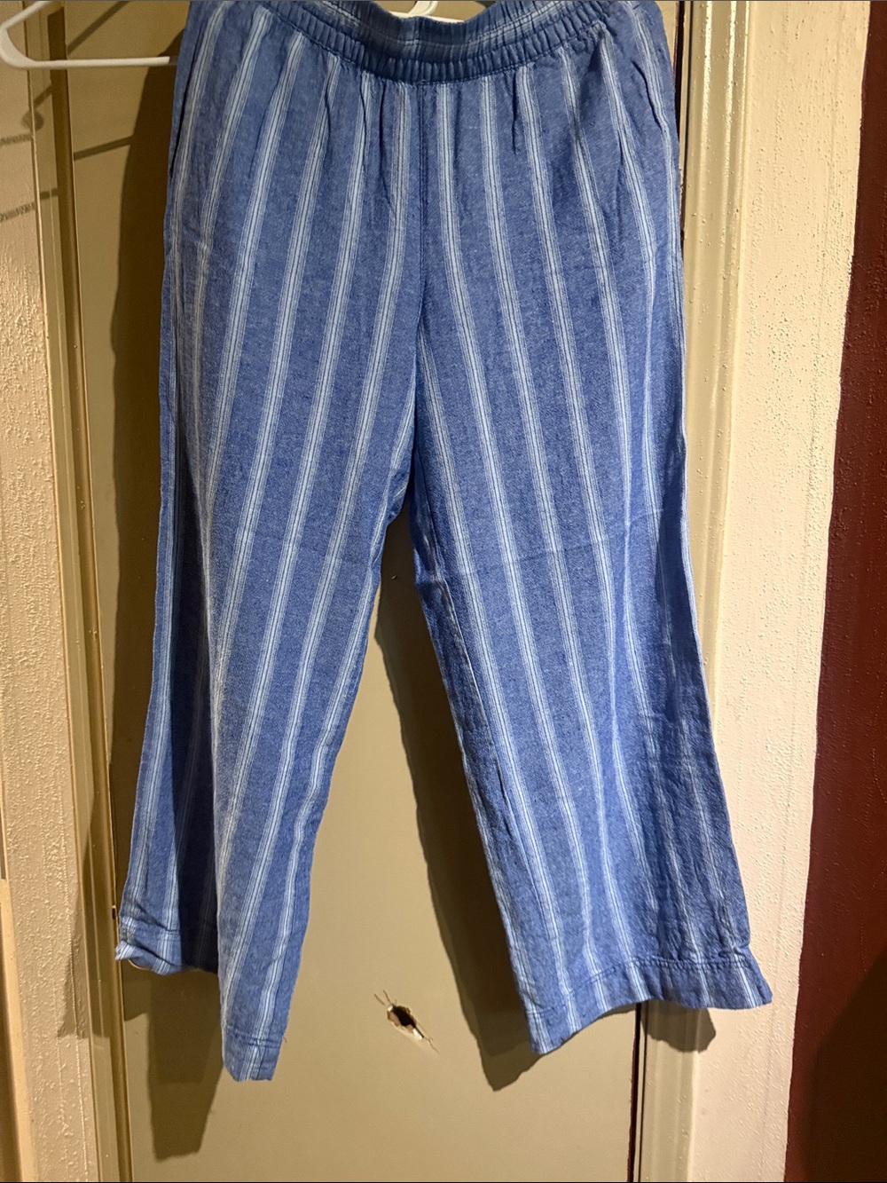 Old Navy Blue Striped High-Rise Wide-Leg Pants